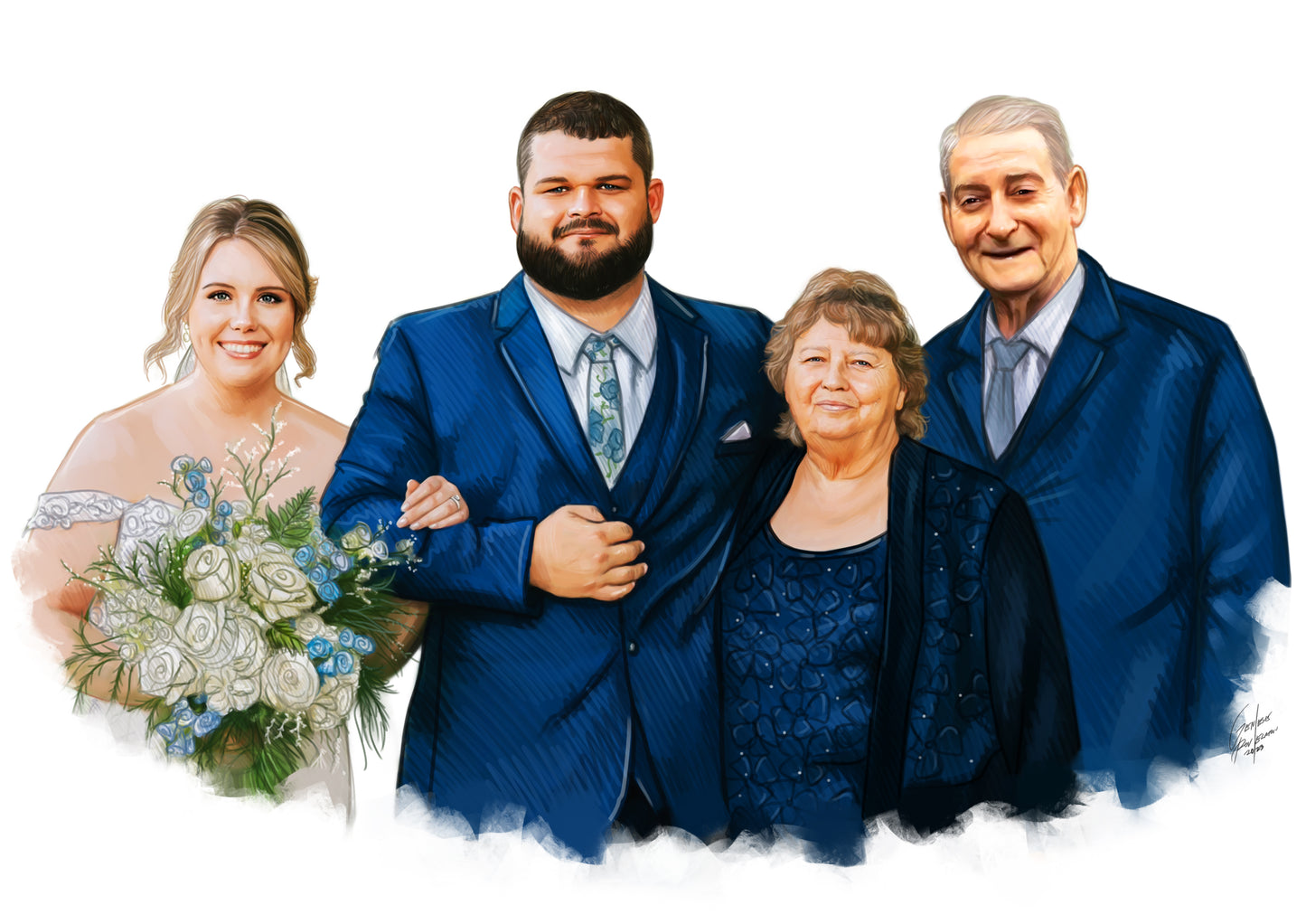 custom family wedding portrait