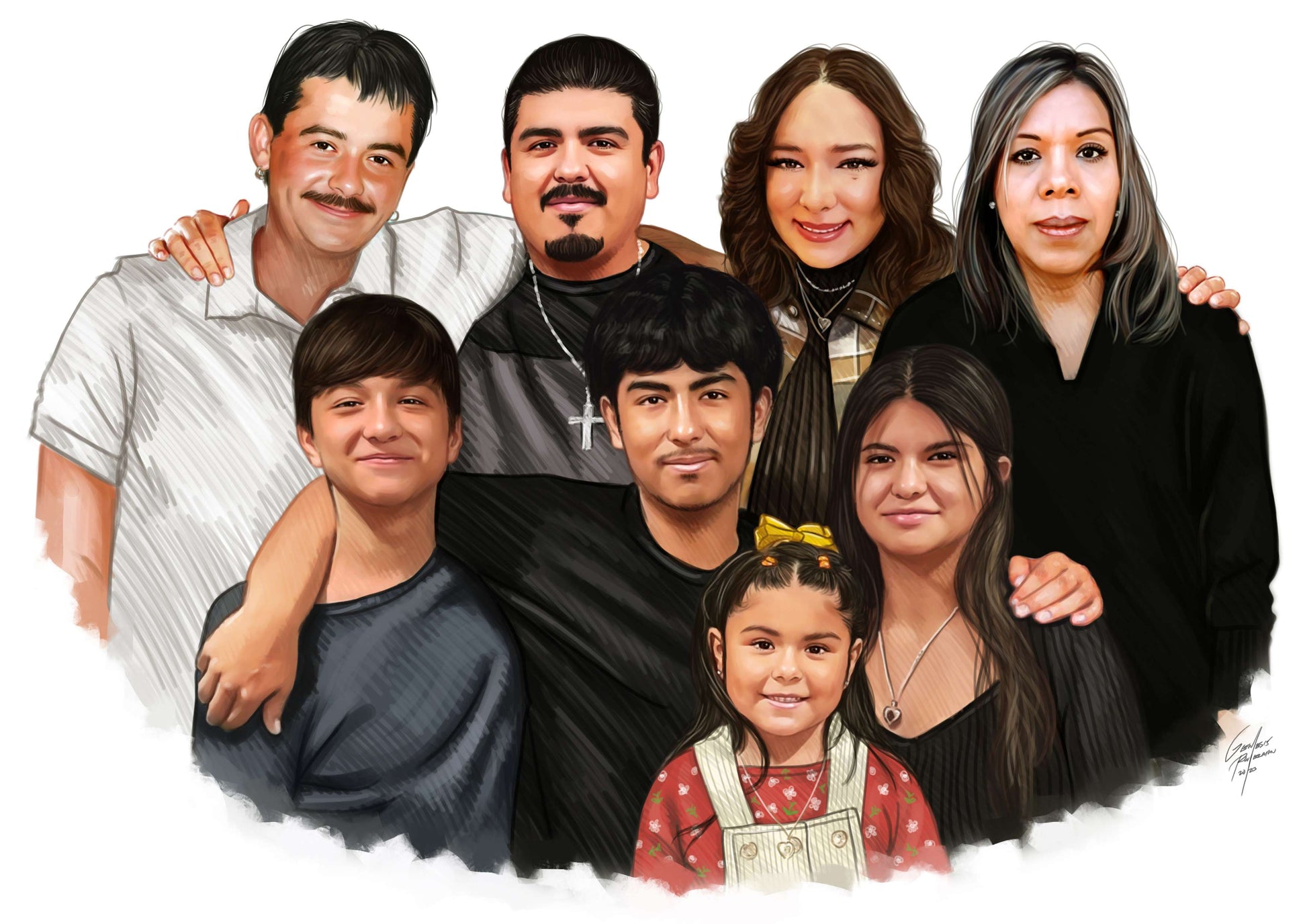 custom family portrait painting for family of 8