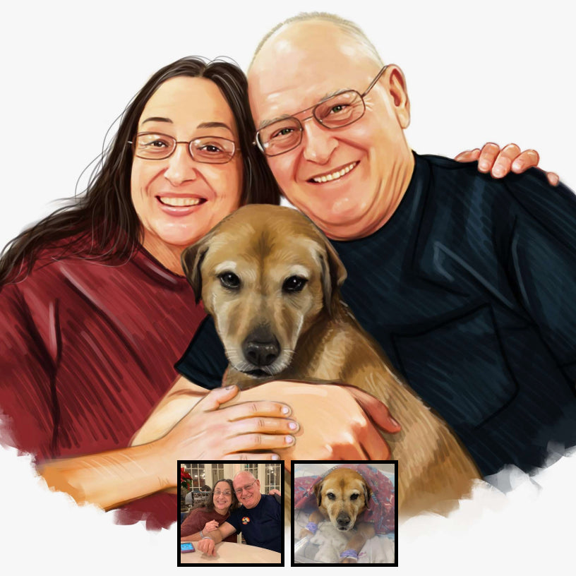 Custom dog portrait with fur parents